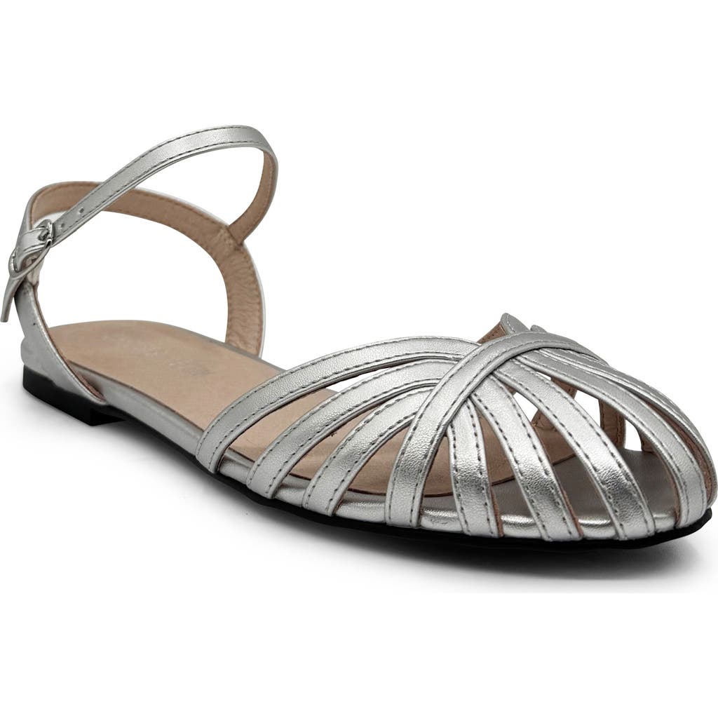 Chelsea Crew Cage Ankle Sandal In Silver Pu