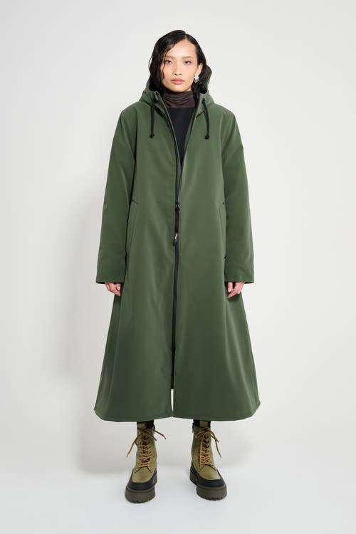Stutterheim Mosebacke Long Matte Winter Coat In Green