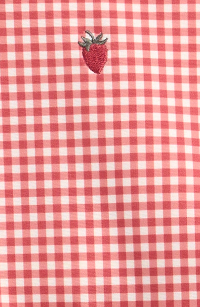 Little Planet Skirted One-Piece Swimsuit, Alternate, color, Red Gingham