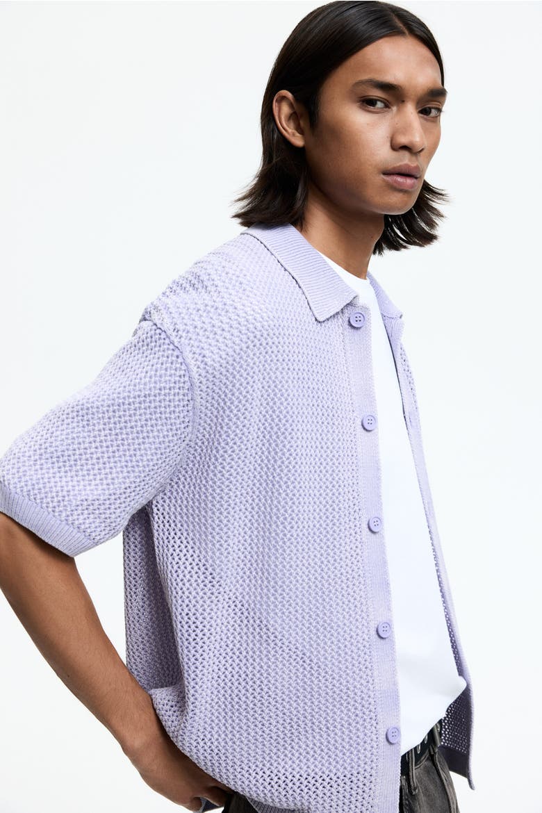Relaxed Fit  Hole-knit Shirt, Alternate, color, Lilac