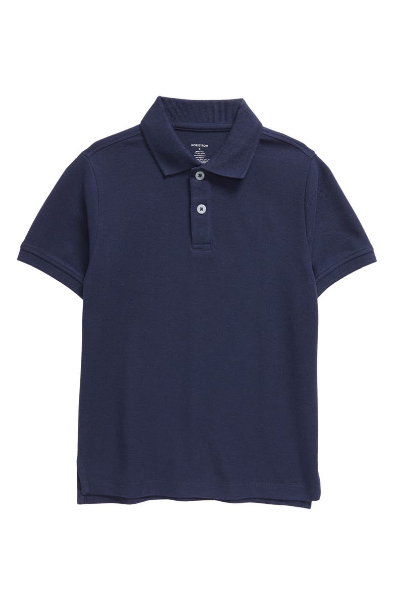Nordstrom Kids' Piqué Polo, Main, color, Navy Peacoat
