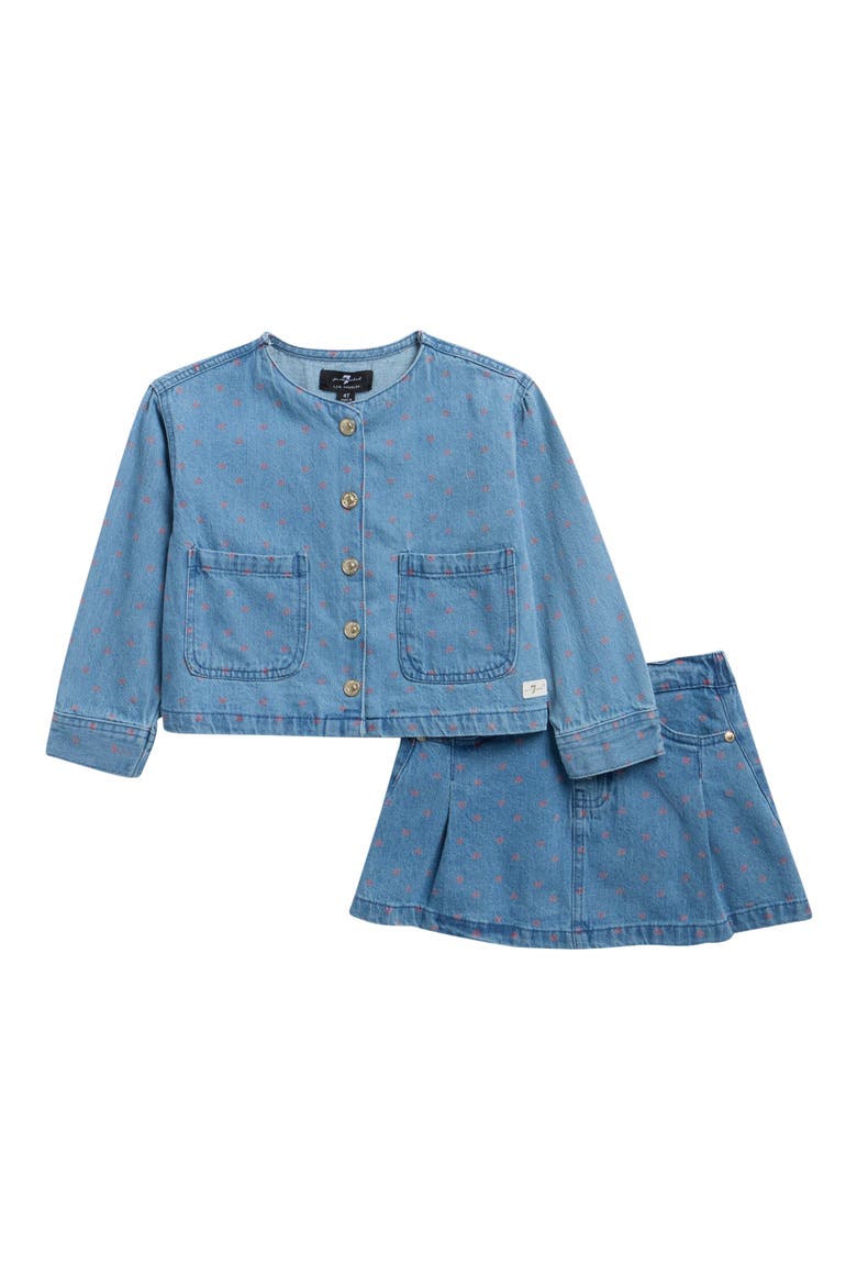 Kids' Buttoned Top & Skirt Set, Main, color, MEDIUM BLUE