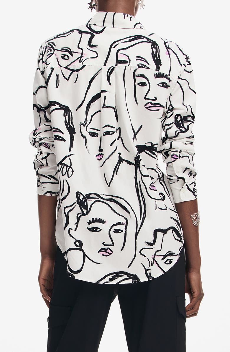 Desigual Faces Long Sleeve Button-Up Shirt, Alternate, color,