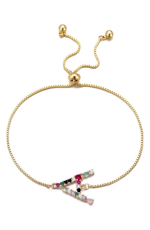 Mixed Crystal Initial Chain Bracelet