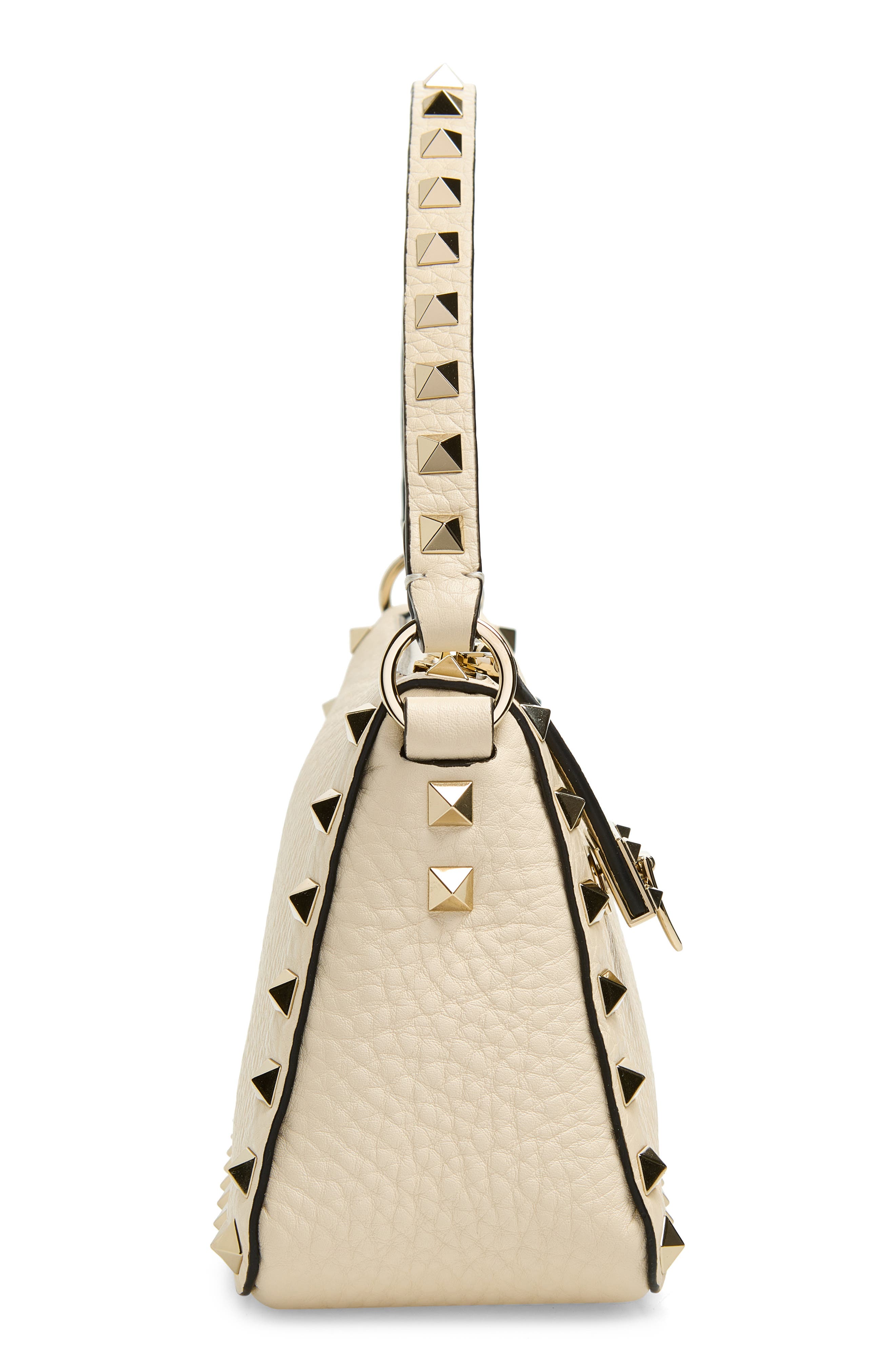 Small Rockstud Leather Shoulder Bag, Alternate, color, LIGHT IVORY