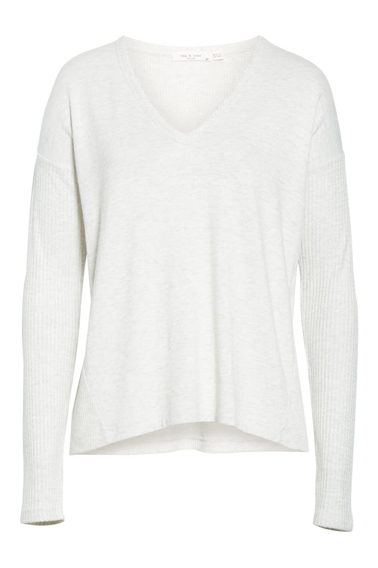 Clara V-Neck Top, Alternate, color, EARL GREY