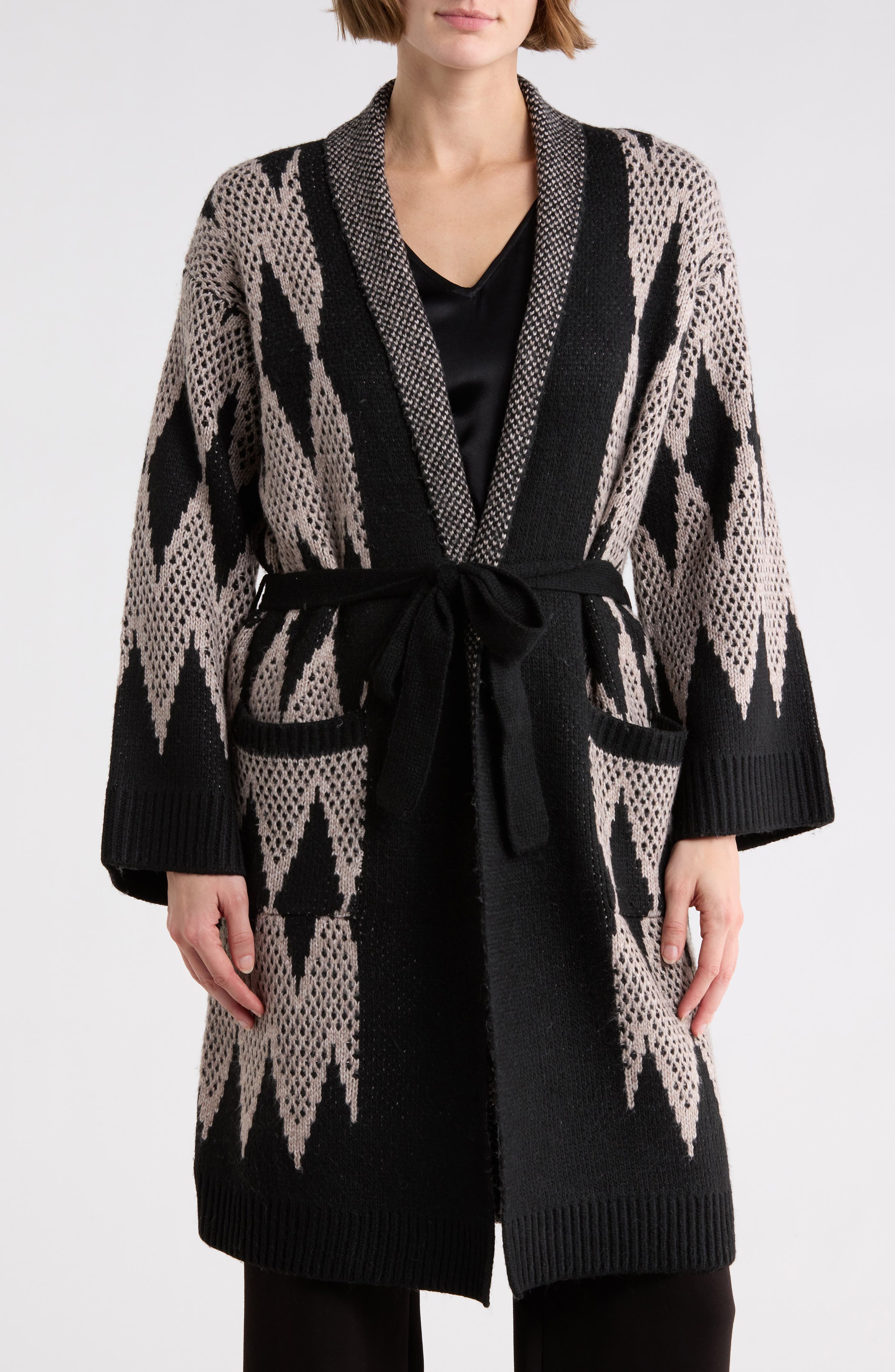 T Tahari Long Sleeve Pattern Sweater