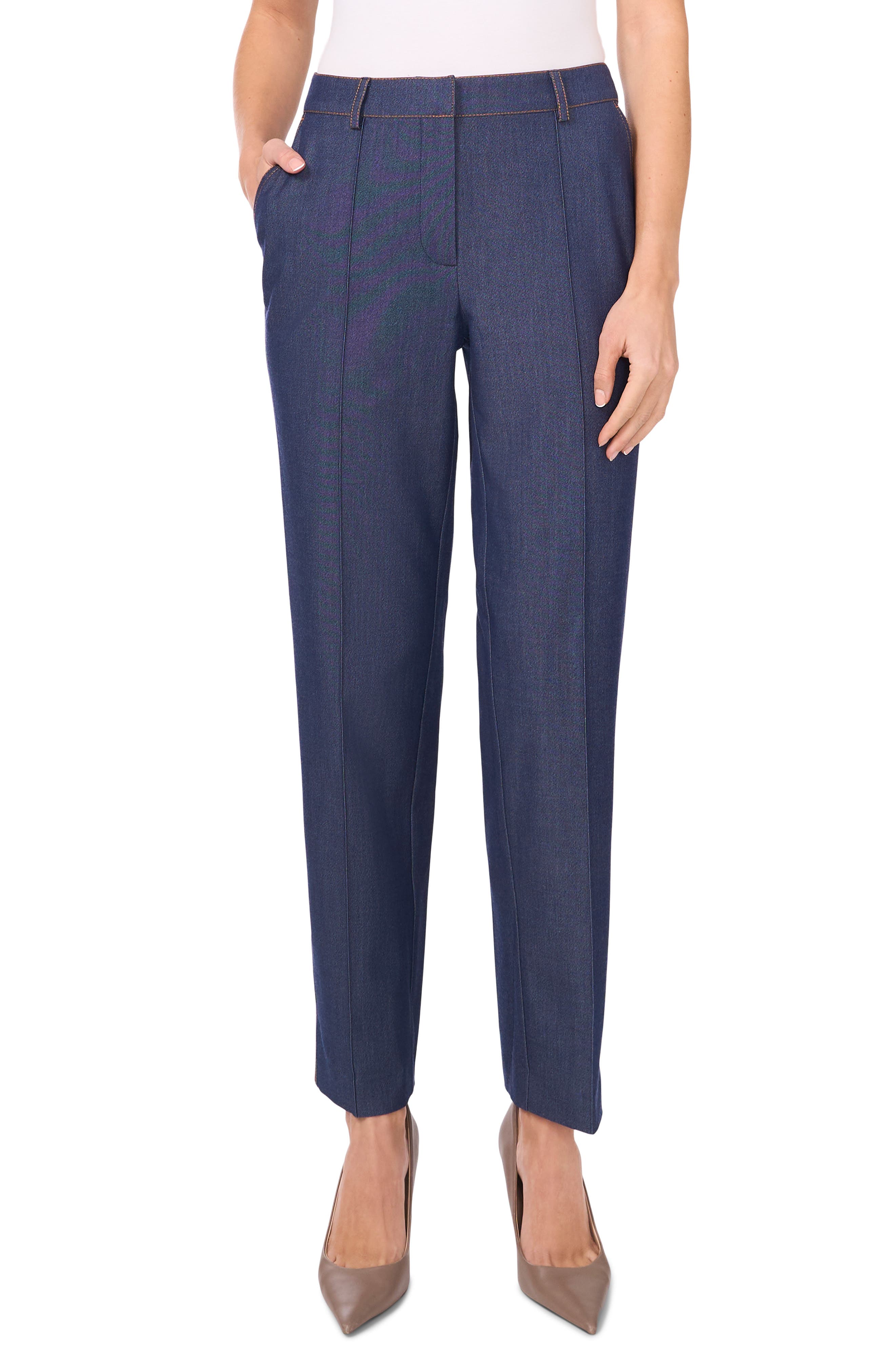 Halogen® Topstitch Detail Pintuck Pleat Pants
