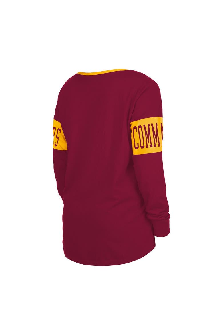 Women's New Era Burgundy Washington Commanders Lace-Up Notch Neck Long Sleeve T-Shirt, Alternate, color, Burgundy