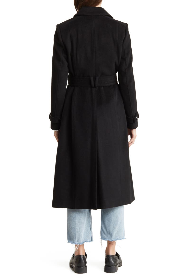 Slick Belted Double Breasted Trench Coat, Alternate, color, BLACK