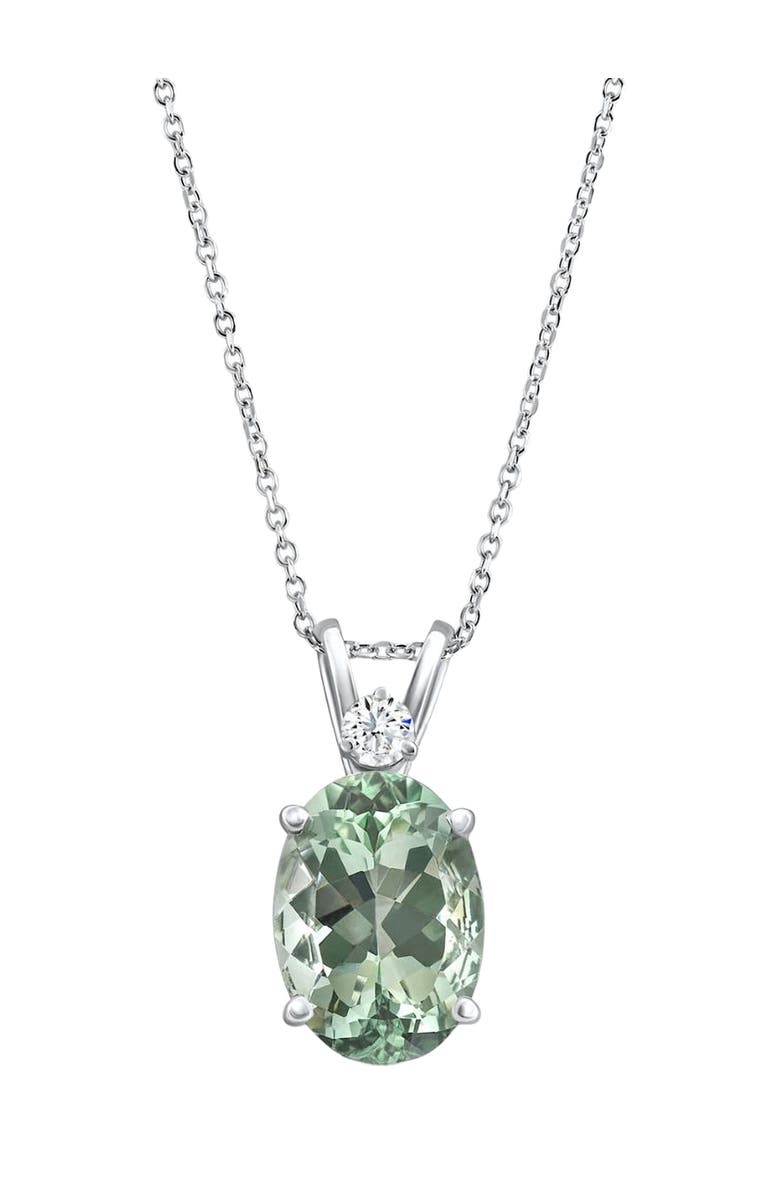 Bliss Diamond Oval Green Amethyst Diamond Pendant Women's Necklace 18" Gold, Alternate, color, 