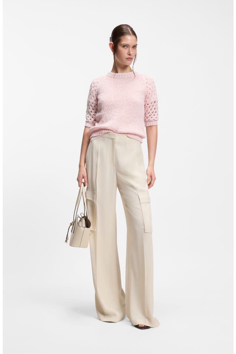 Fanuka Openwork Detail Sweater, Alternate, color, OCEAN ROSE