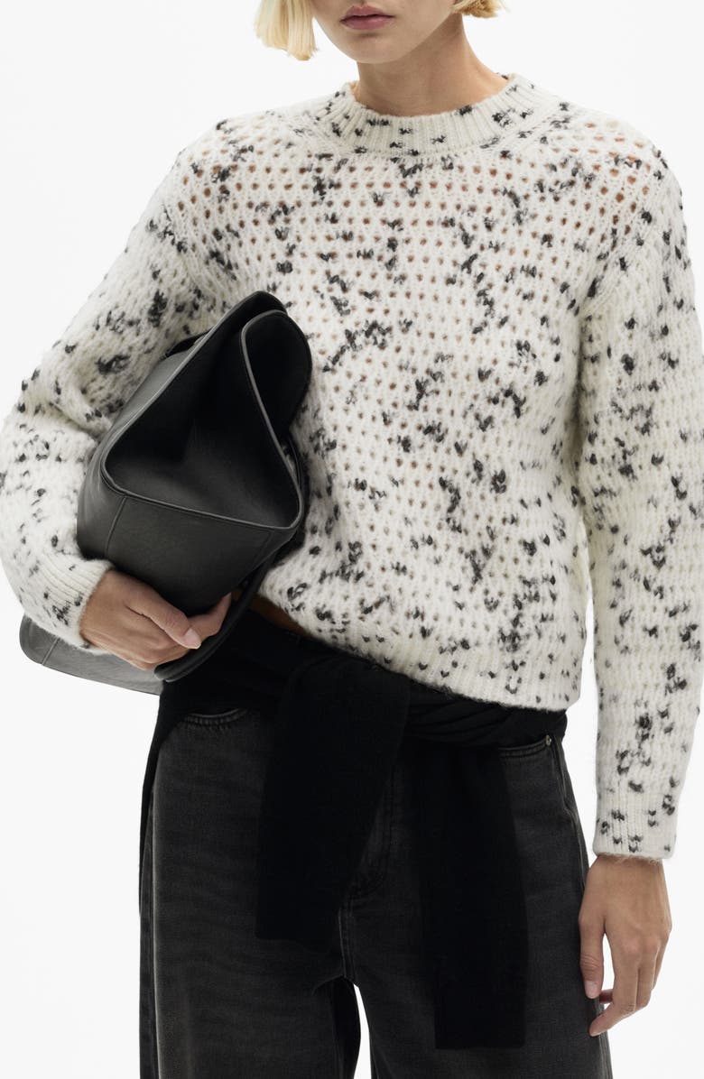 MANGO Marbled Open Stitch Sweater, Main, color,