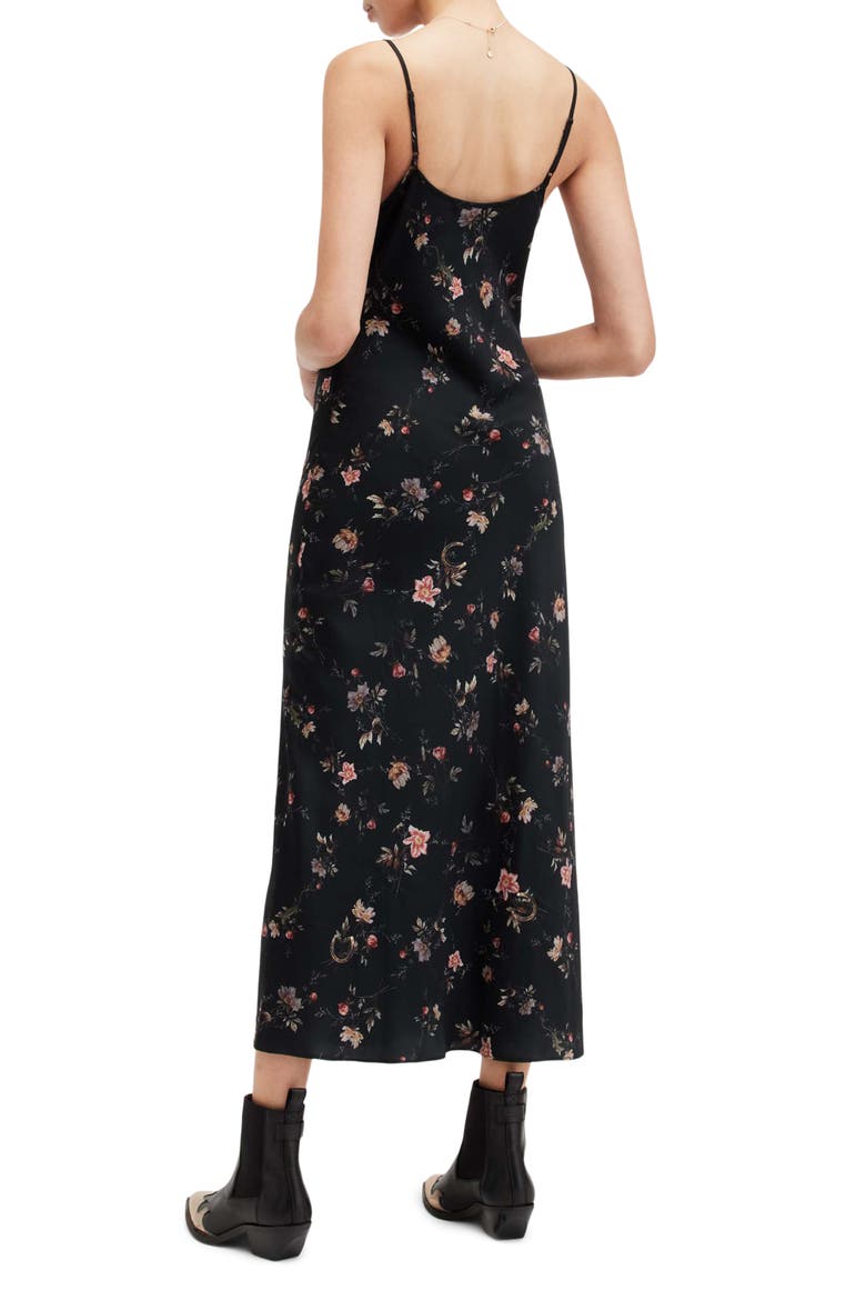 Bryony Floral Print Slipdress, Alternate, color, BLACK