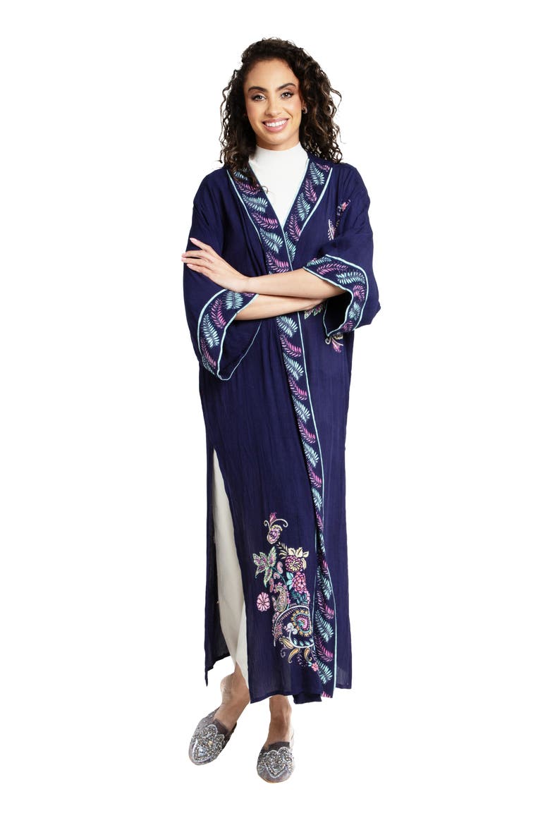 Floral Longline Topper, Alternate, color, NAVY