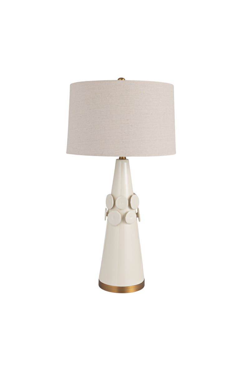 Olive Grove Conical Table Lamp with Crackle Glaze and Shade, Main, color, Ivory