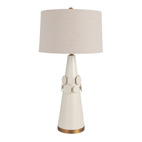 Conical Table Lamp with Crackle Glaze and Shade