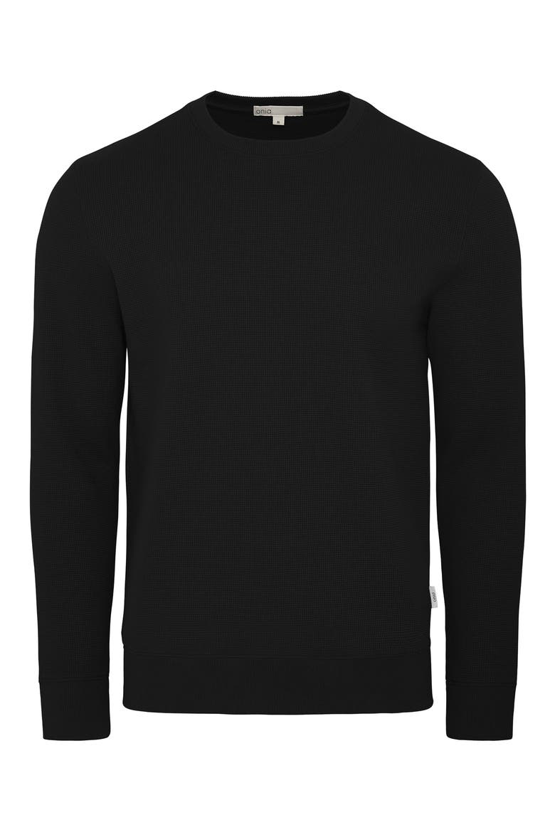 Textured Waffle Knit Sweatshirt, Alternate, color, BLACK