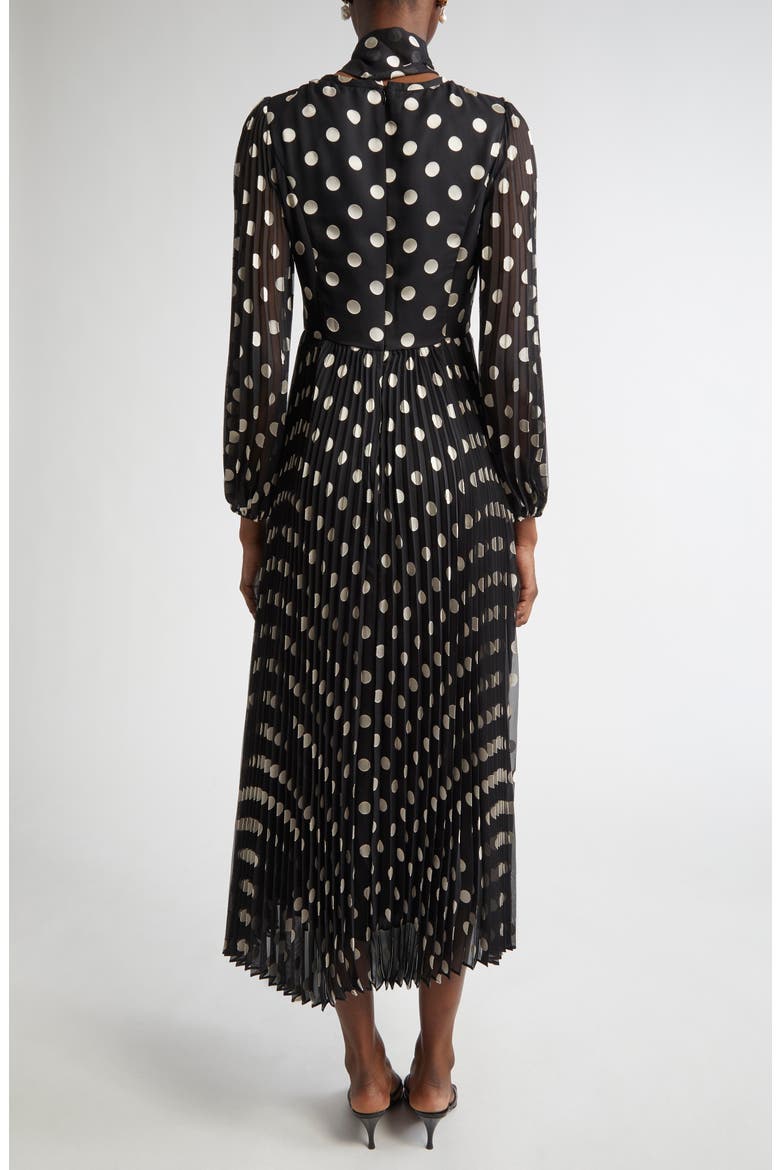Zimmermann Polka Dot Pleated Midi Dress with Removable Pussy Bow