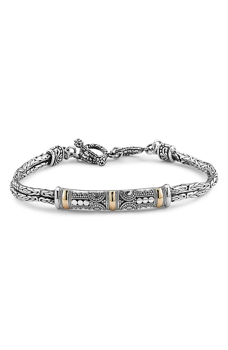 SAMUEL B. 18K Yellow Gold & Sterling Silver Filigree Bar Toggle Bracelet, Main, color, 