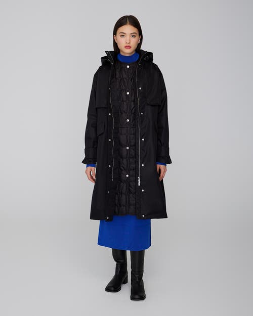 Quartz Co. Marina | Hooded 3-in-1 Trench Coat In Black