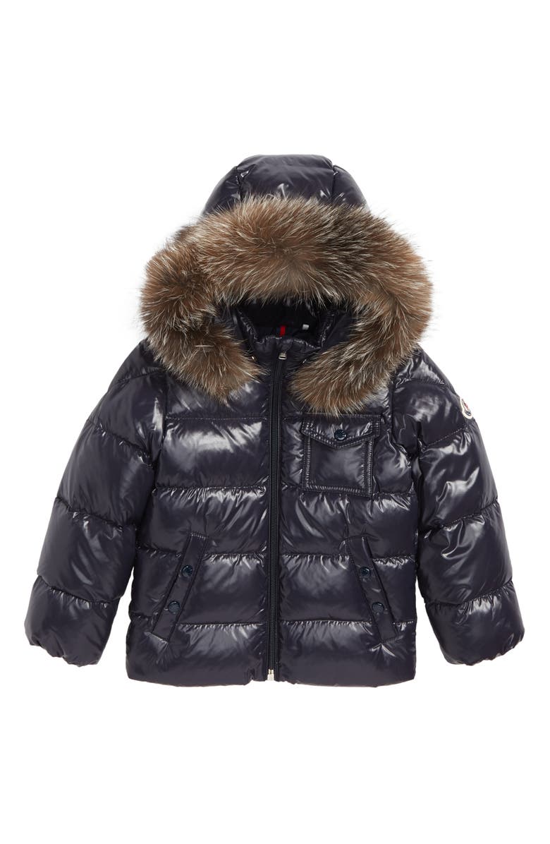 Moncler K2 Water Resistant Hooded Down Jacket with Genuine Fox Fur Trim, Main, color, 