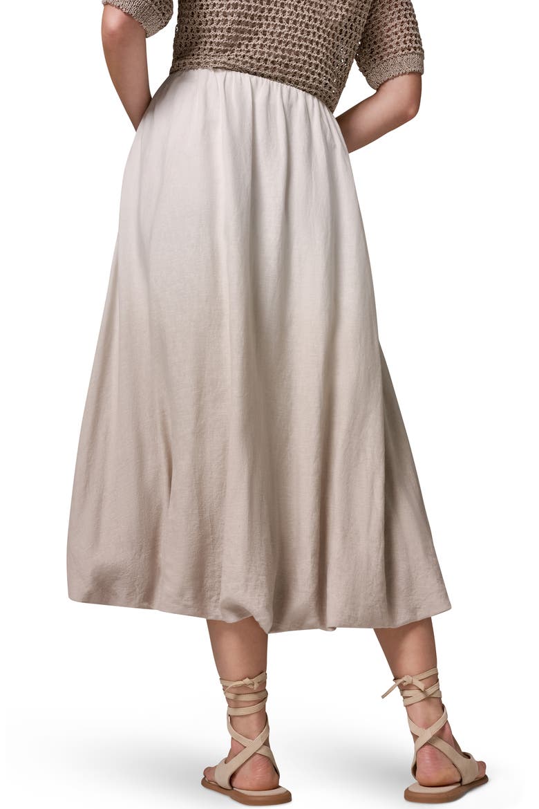 Dip Dye Bubble Hem Linen Blend Midi Skirt, Alternate, color, SANDSTONE