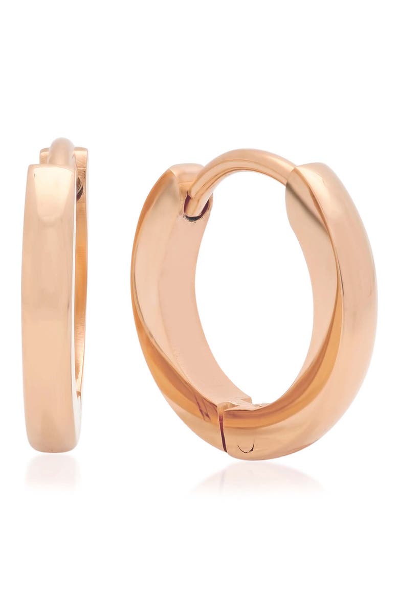 18k Rose Gold Plated Hoop Earrings, Main, color, ROSE GOLD