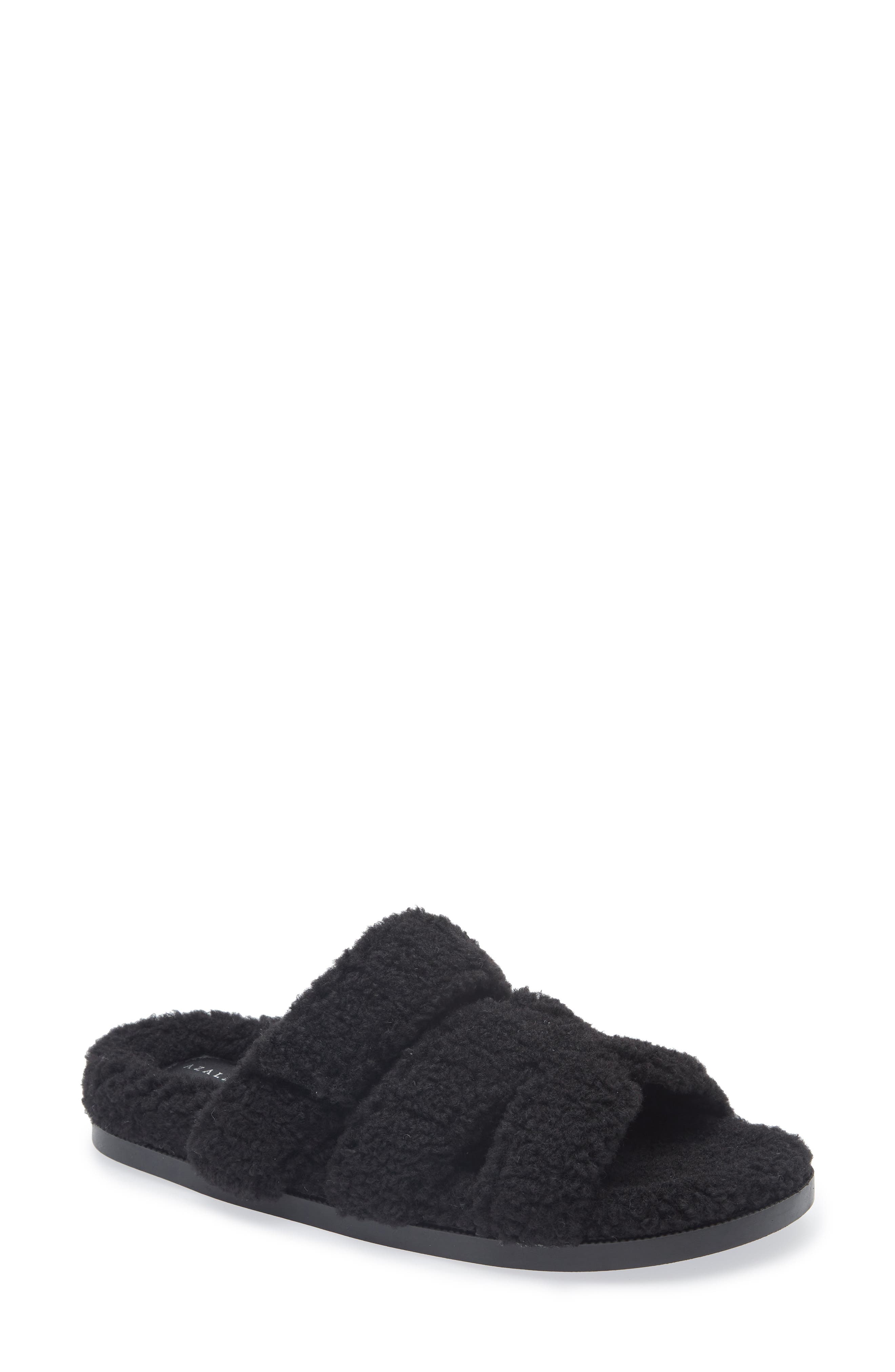AZALEA WANG Vivek Faux Shearling Slide Sandal, Main, color, 