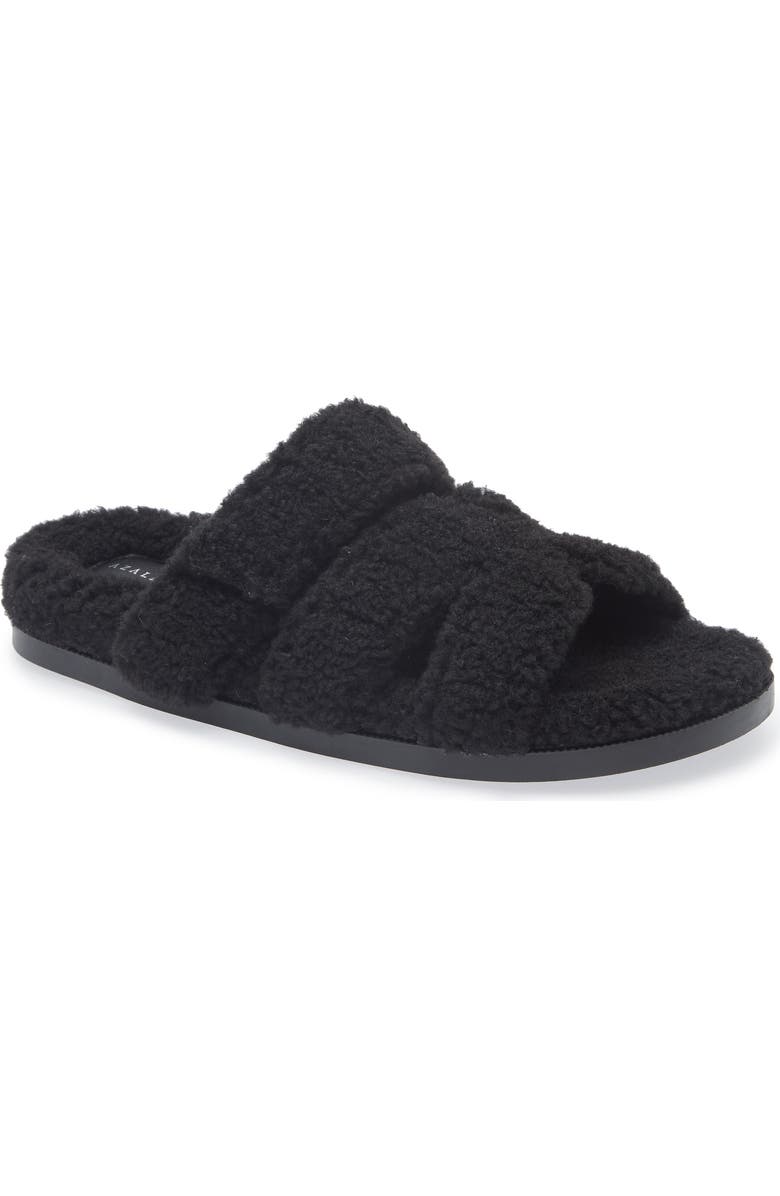 AZALEA WANG Vivek Faux Shearling Slide Sandal, Main, color,