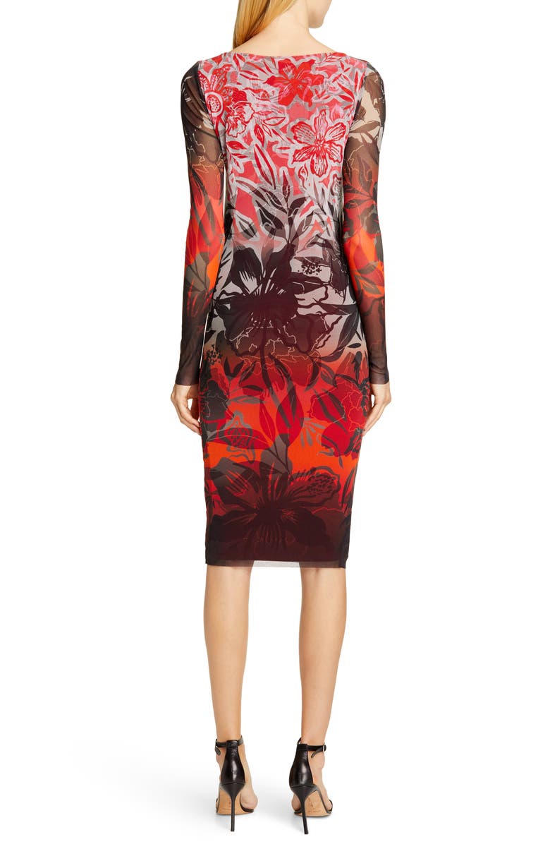 Fuzzi Dégradé Floral Long Sleeve Ruched Dress, Alternate, color, 