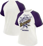 WEAR by Erin Andrews Women's WEAR by Erin Andrews White Baltimore Ravens Sleeve Stripe Distressed Raglan T-Shirt