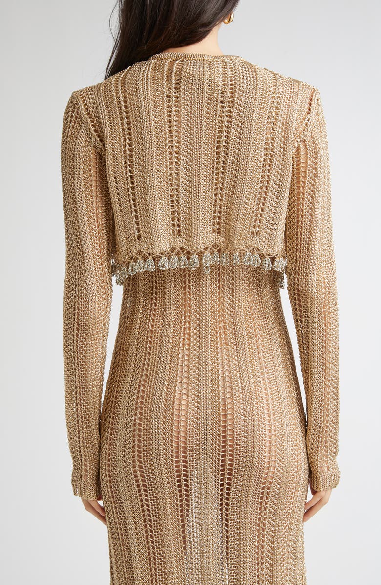 Rabanne Crochet Crop Cardigan, Alternate, color, Light Gold