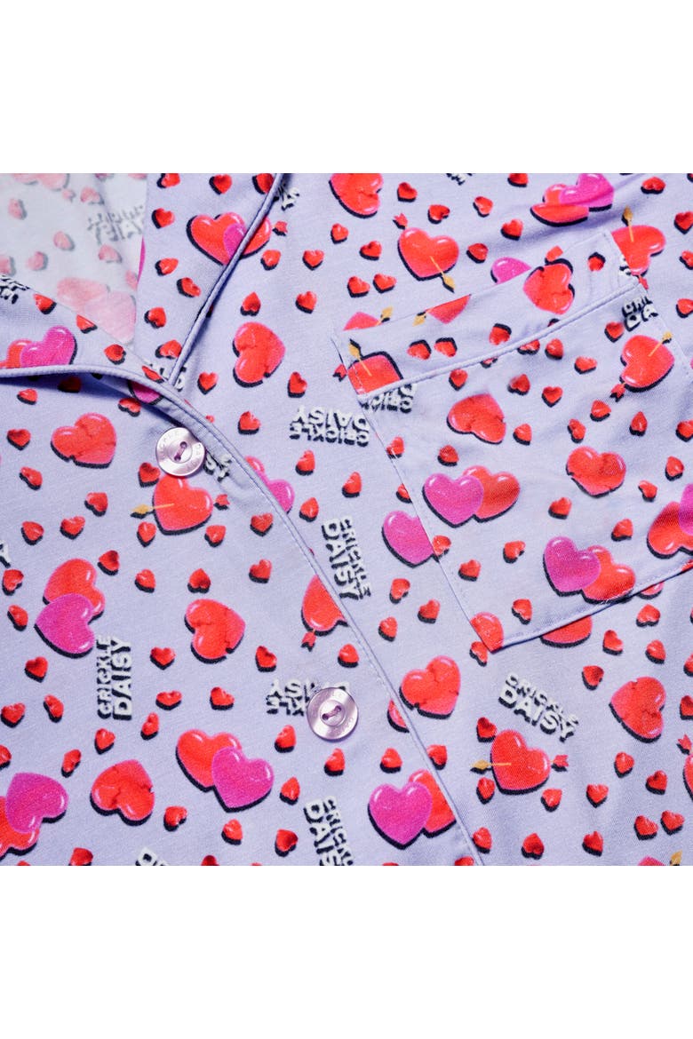 Love is in the Air Long Pajama Set, Alternate, color, Light Purple, Bright Red