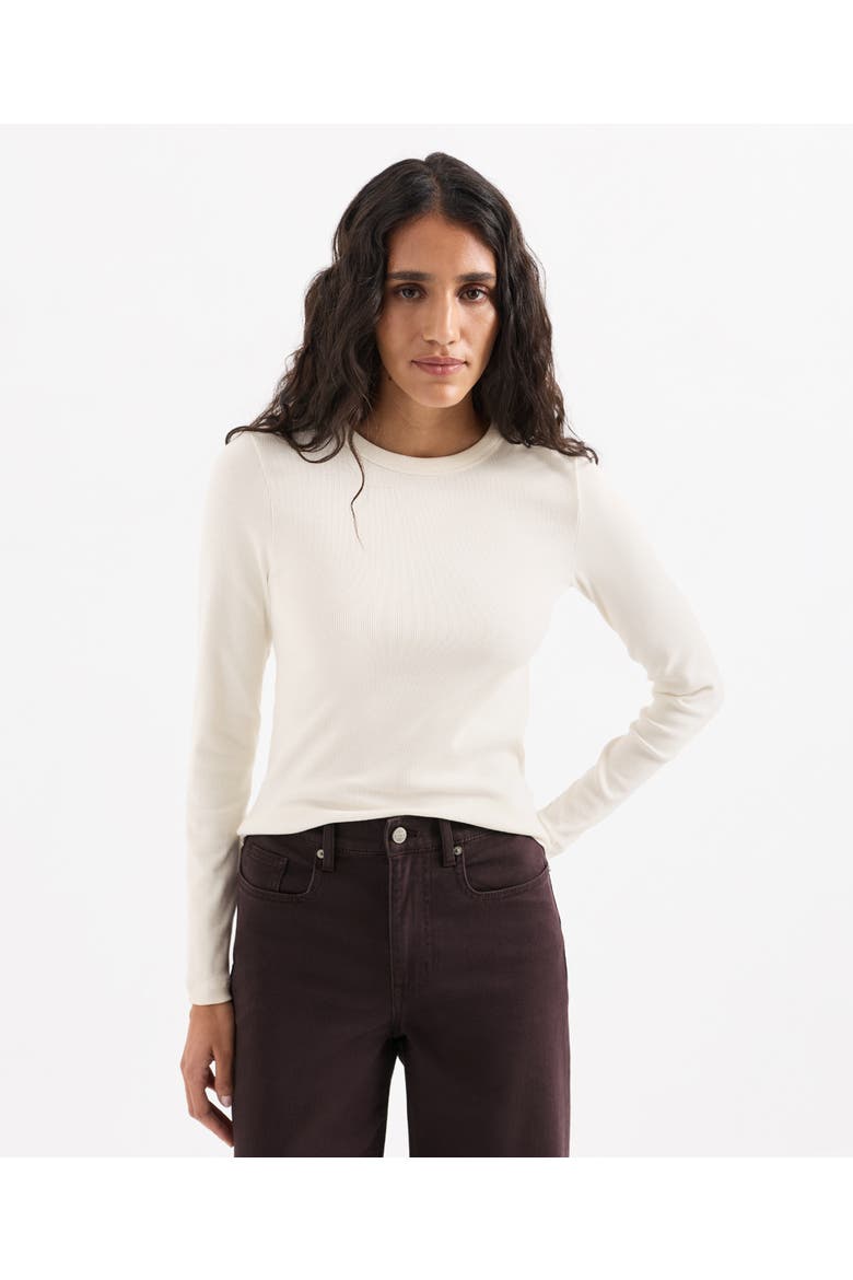Perfect Rib Crewneck Layering Long Sleeve Tee Made With Organic Cotton, Main, color, Soft Ivory