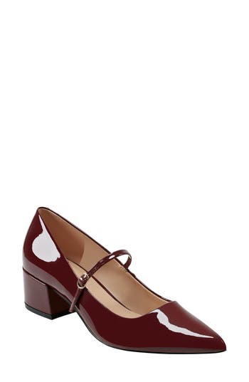 Marc Fisher Ltd Luccie Womens Adjustable Patent Leather Mary Jane Heels In Dark Red