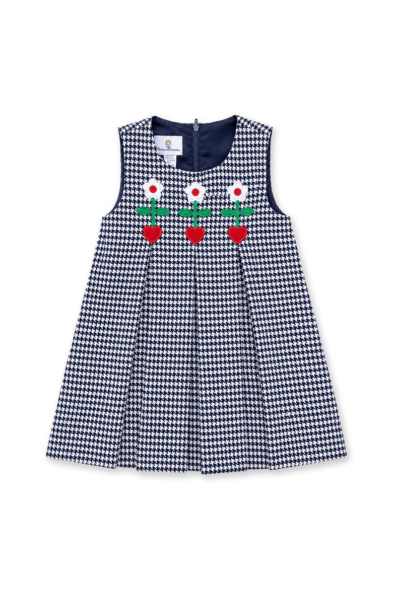 Houndstooth Jumper with Hearts & Flowers, Main, color, Navy & White Houndstooth