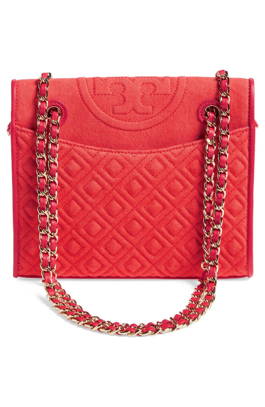 'Medium Fleming' Fringe Shoulder Bag, Alternate, color, POPPY RED