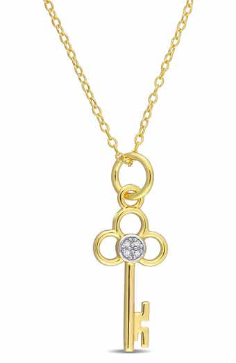 DELMAR Diamond Accent Key Pendant Necklace - 0.02 ctw