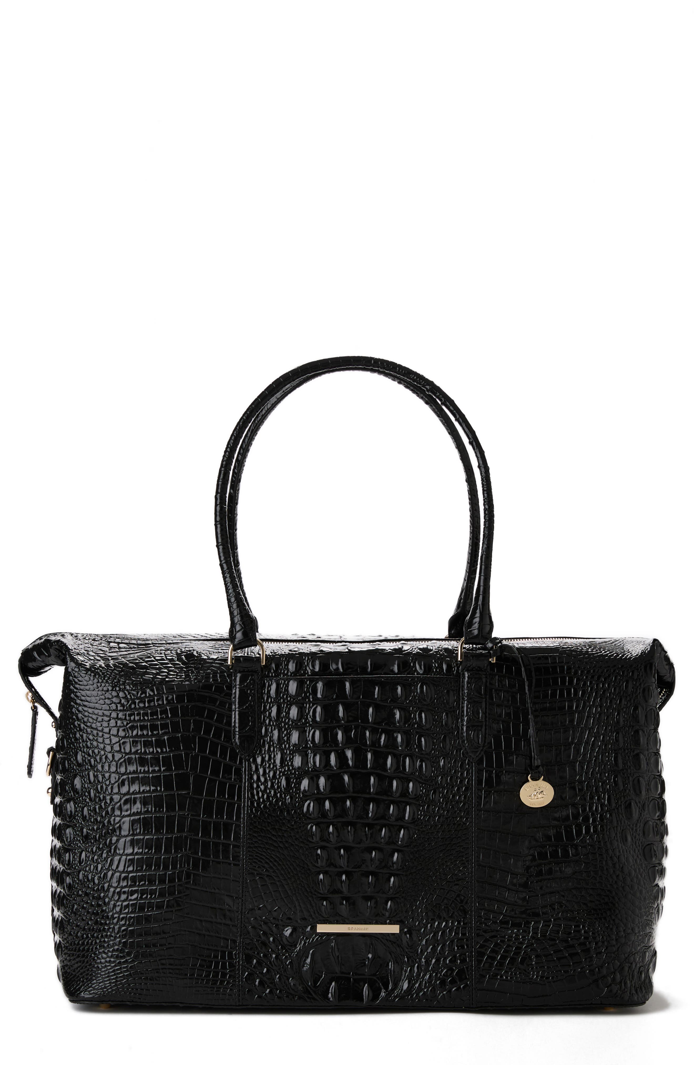 Brahmin Duxbury Croc Embossed Leather Weekend Bag, Main, color, 
