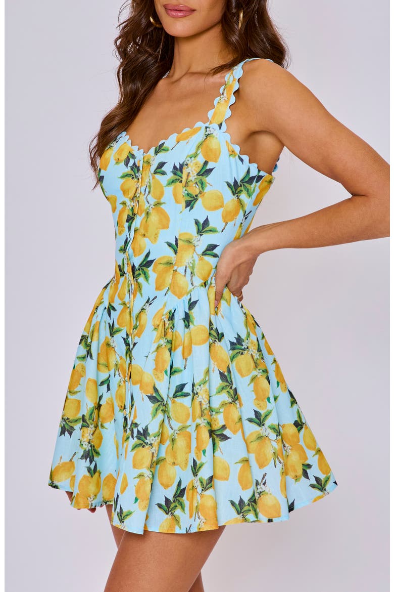 Camille Lemon Print Minidress, Alternate, color, BLUE/ LEMON