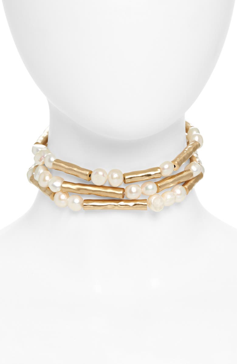 Cult Gaia Zabelle Baroque Pearl Choker, Main, color,