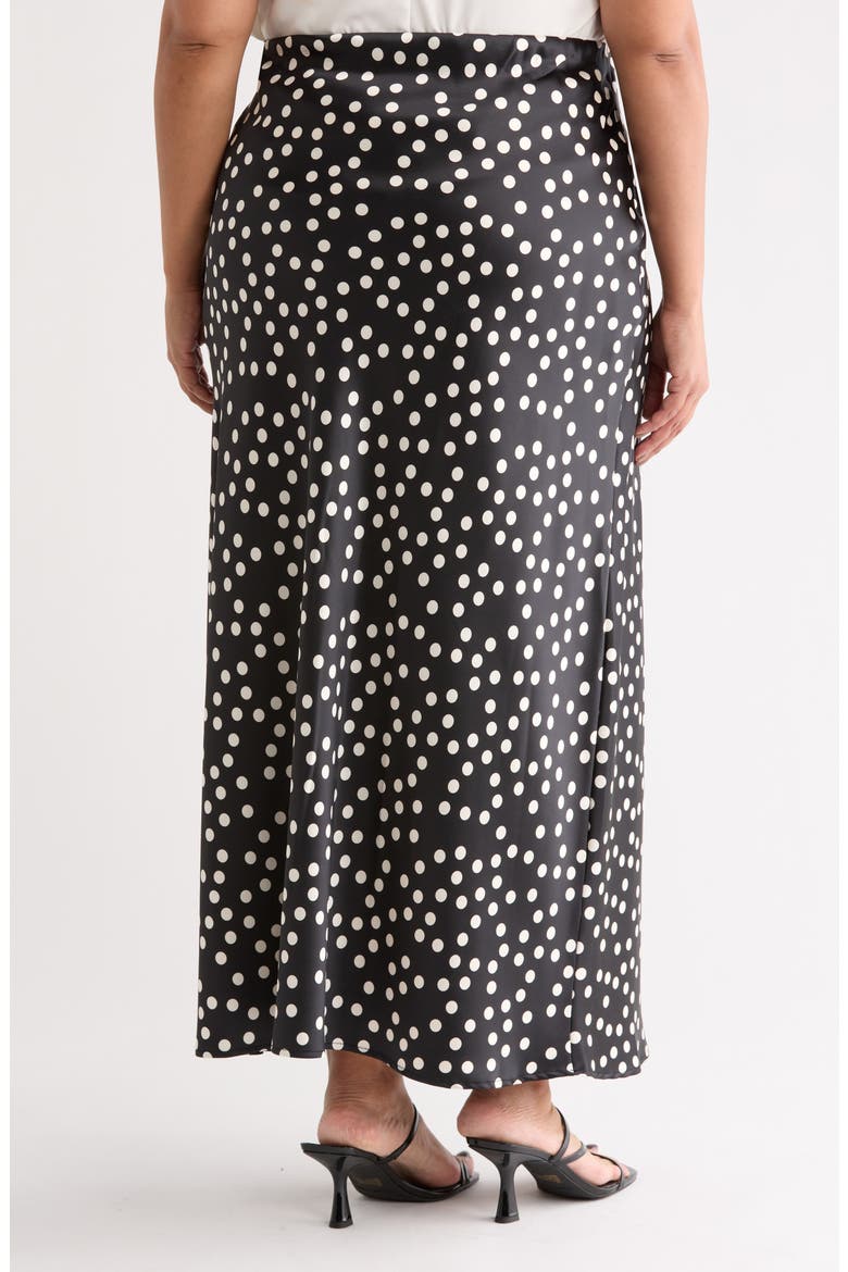 Polka Dot Satin Maxi Skirt, Alternate, color, BLACK