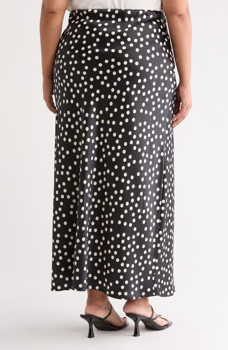 Renee C Polka Dot Satin Maxi Skirt, Alternate, color, Black
