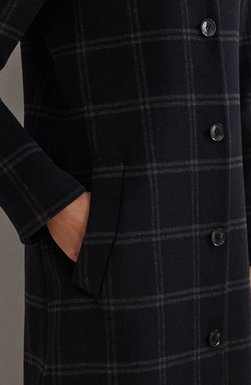 Ralph Lauren Lauren  Plaid Wool Blend Longline Coat In Black