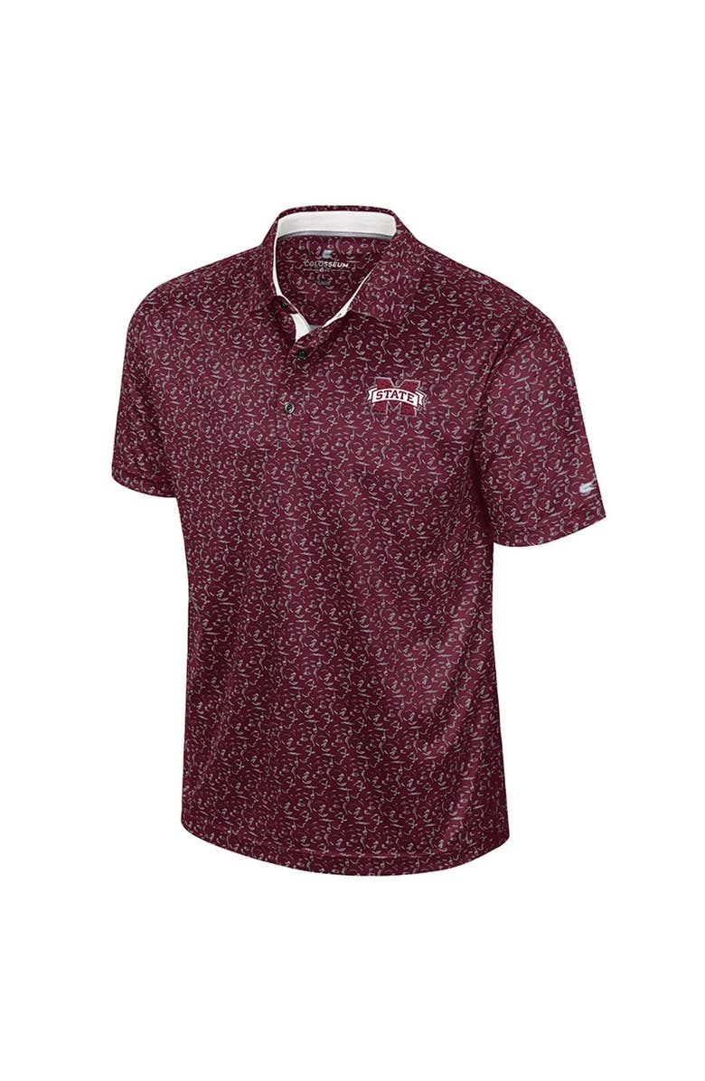 COLOSSEUM Men's Colosseum Maroon Mississippi State Bulldogs Sublimated Golf Polo, Alternate, color, 
