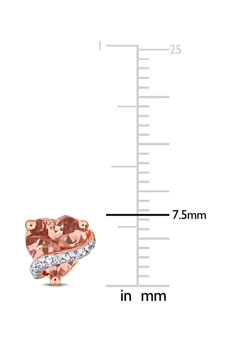 Morganite & Diamond Heart Stud Earrings, Alternate, color, PINK