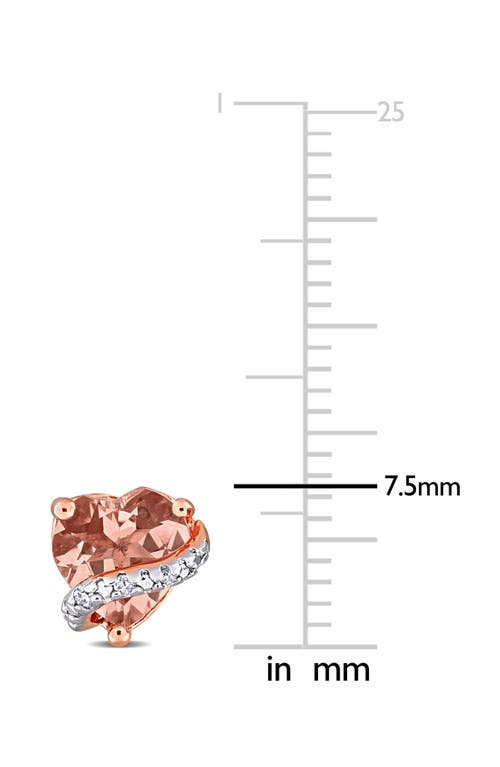 Delmar Morganite & Diamond Heart Stud Earrings In Pink
