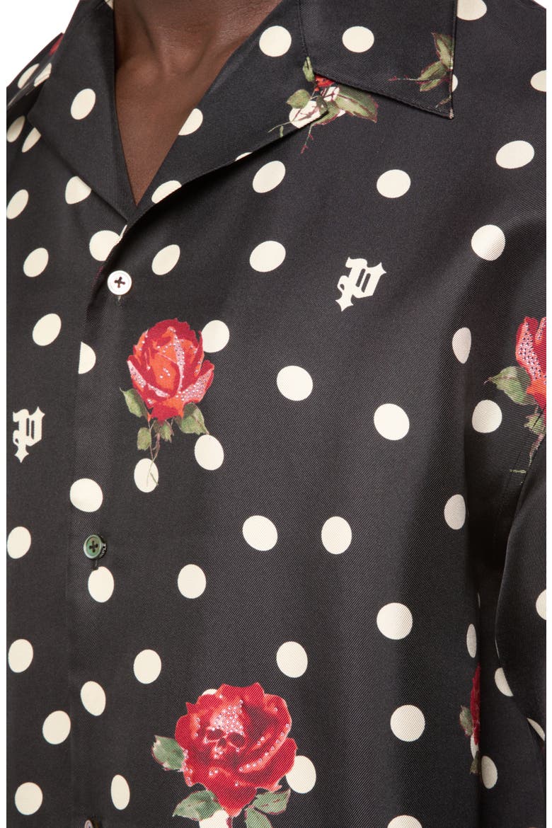 Silk Blend Camp Shirt, Alternate, color, BLACK