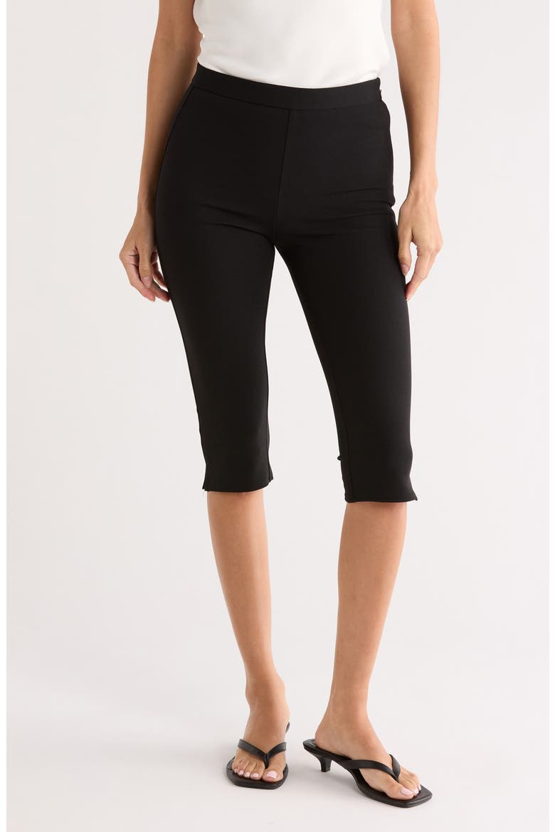 Stretch Crepe Capri Pants, Main, color, BLACK
